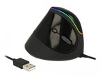 DeLOCK Ergonomische USB kabelgebundene Maus, Schwarz