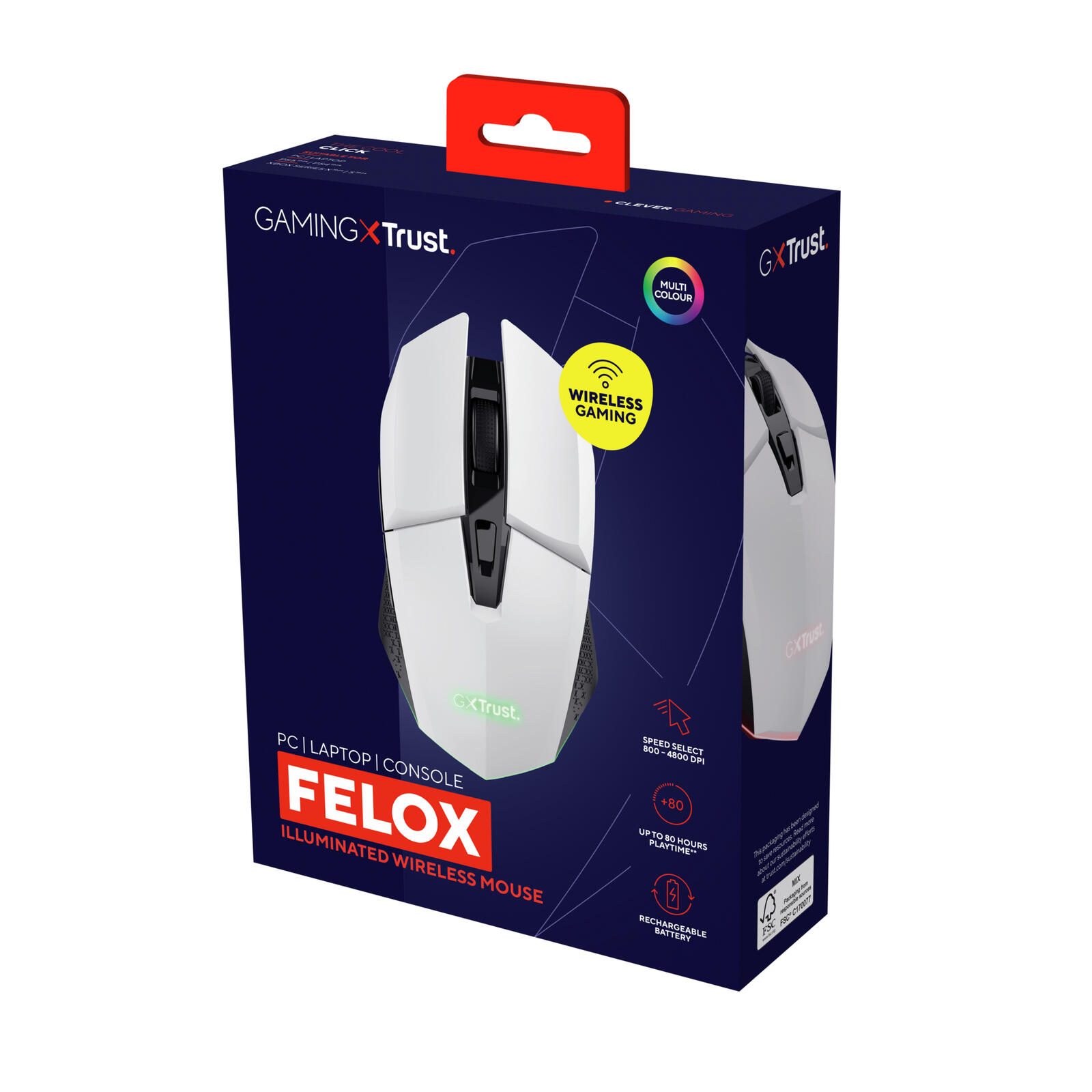 Trust Gaming GXT 110 Felox Kabellose Gaming-Maus mit Beleuchtung - Weiß
