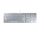CHERRY KC 6000 Slim kabelgebundene Tastatur Universal USB US Englisch Silber, Weiß