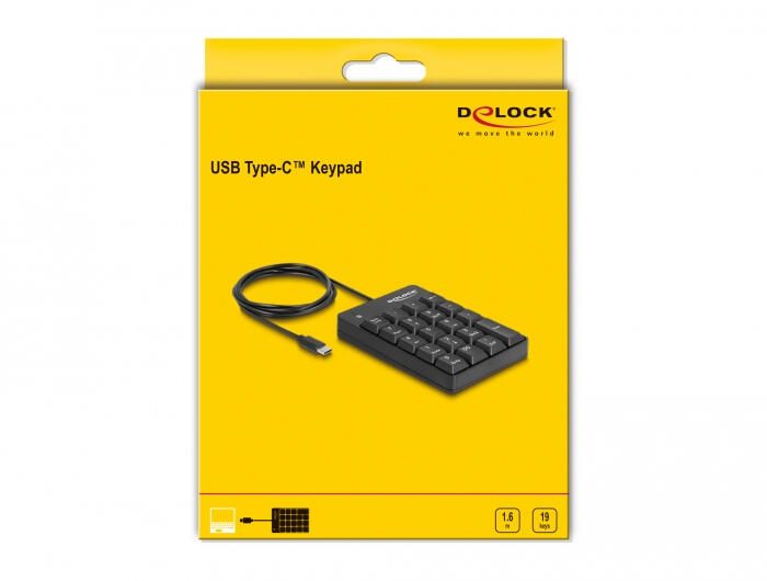 DeLOCK Nummernblock 19 Tasten - USB-C - Schwarz