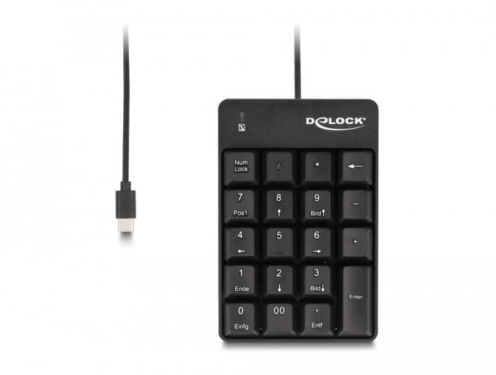 DeLOCK Nummernblock 19 Tasten - USB-C - Schwarz