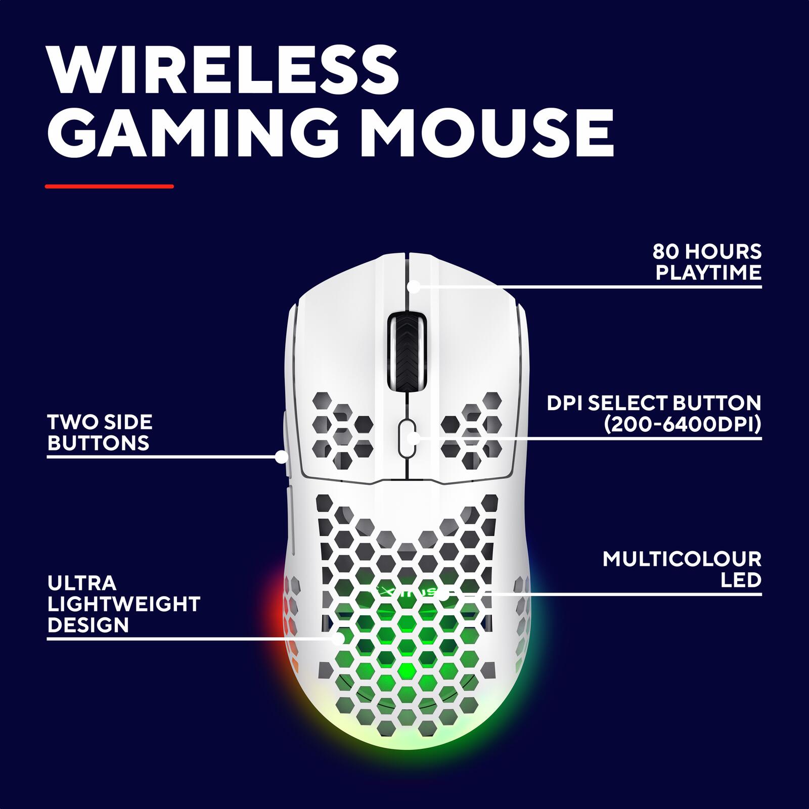 Trust Gaming GXT 929W Helox Federleichte kabellose Gaming-Maus - Weiß