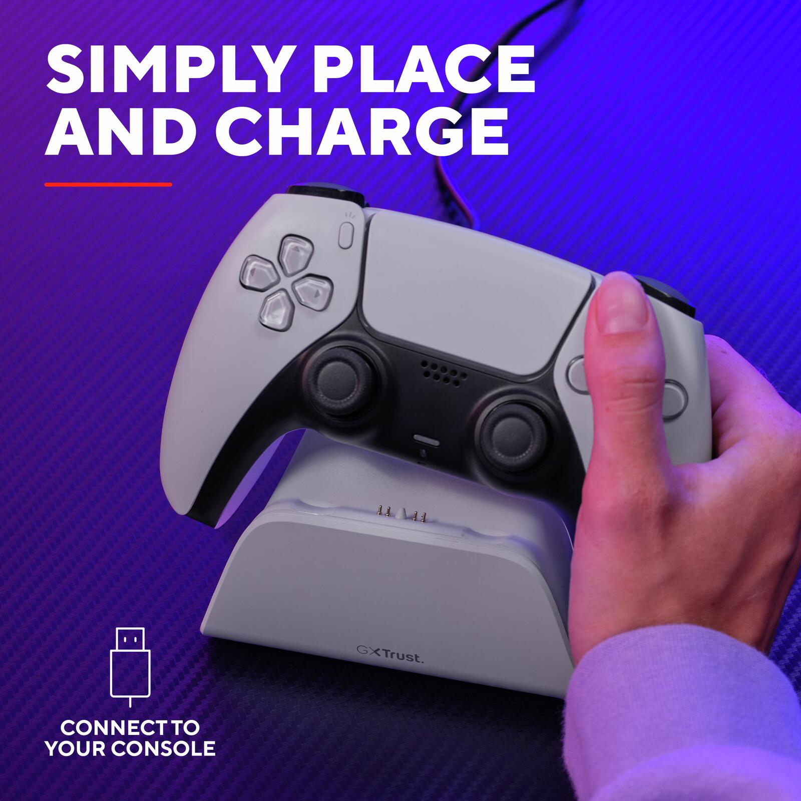 Trust Gaming GXT 255W Schnellladestation für PS5-Controller - Weiß