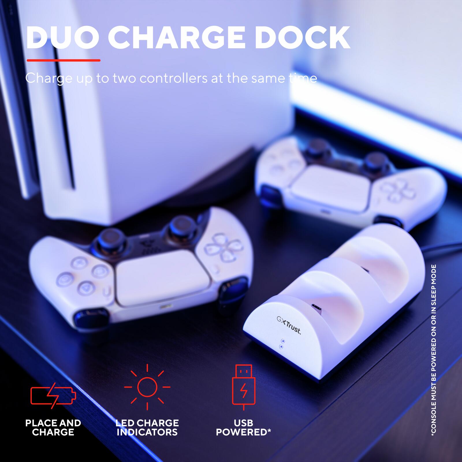 Trust Gaming GXT 254 Zweifach-Ladedock für PS5 - Weiß