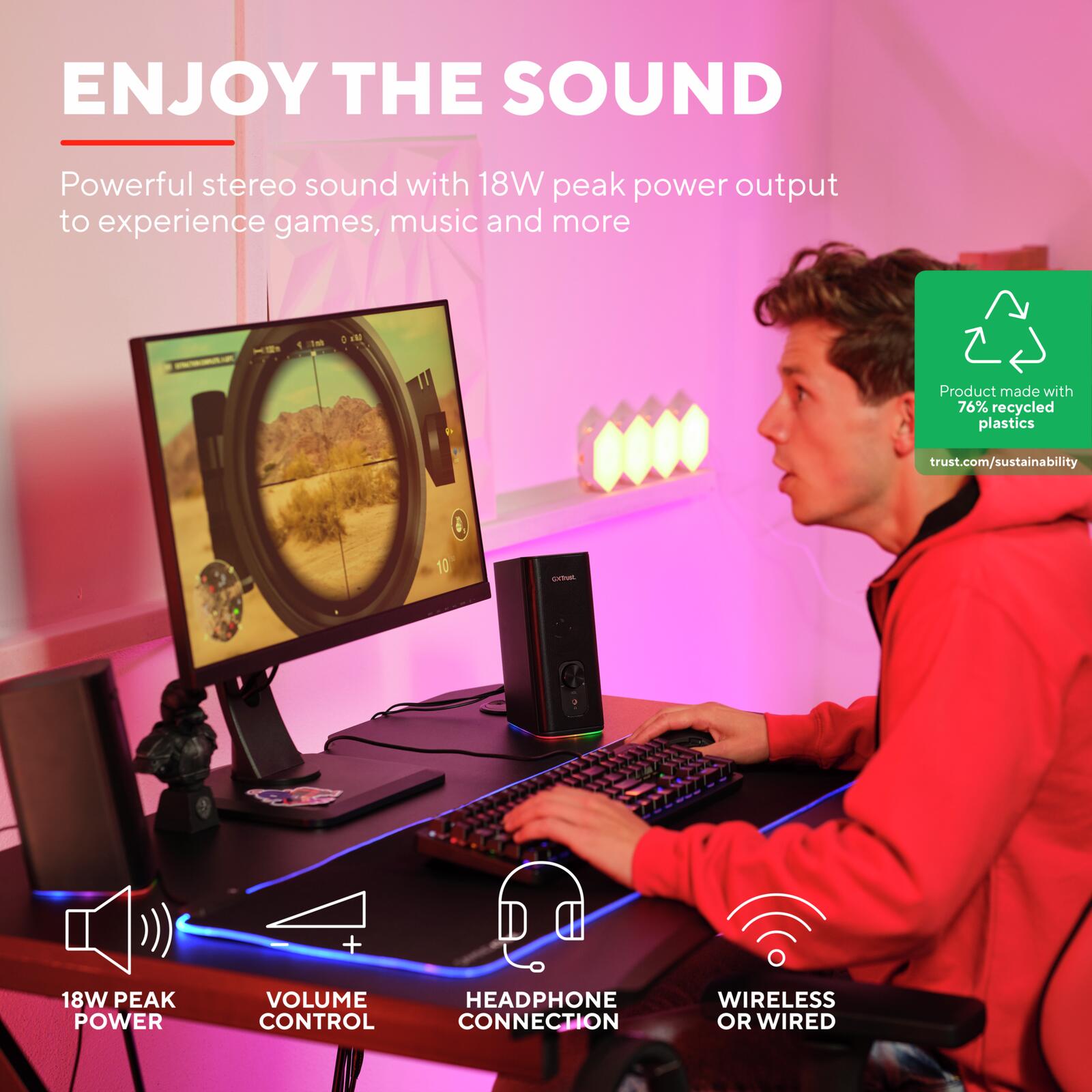 Trust Gaming GXT 612 Cetic Bluetooth® Gaming-Lautsprecherset - Schwarz