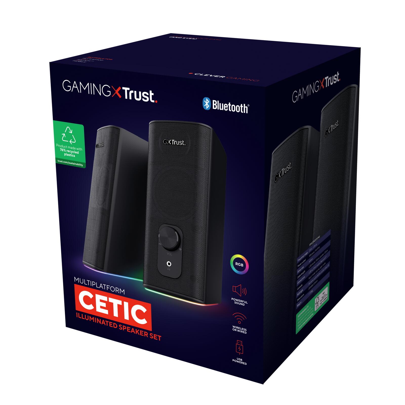 Trust Gaming GXT 612 Cetic Bluetooth® Gaming-Lautsprecherset - Schwarz