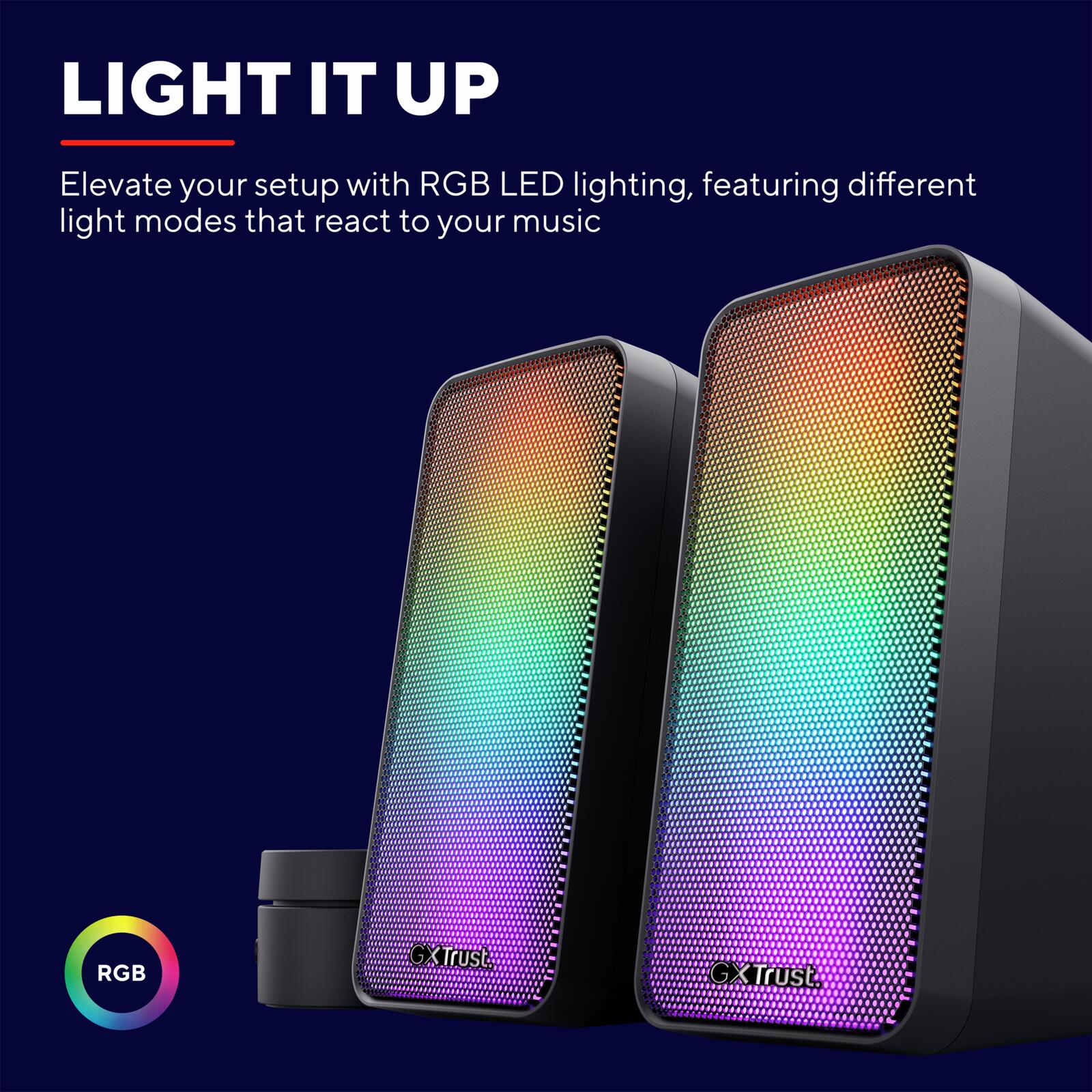 Trust Gaming GXT 611 Wezz Beleuchtetes 2.0 RGB-Lautsprecherset - Schwarz