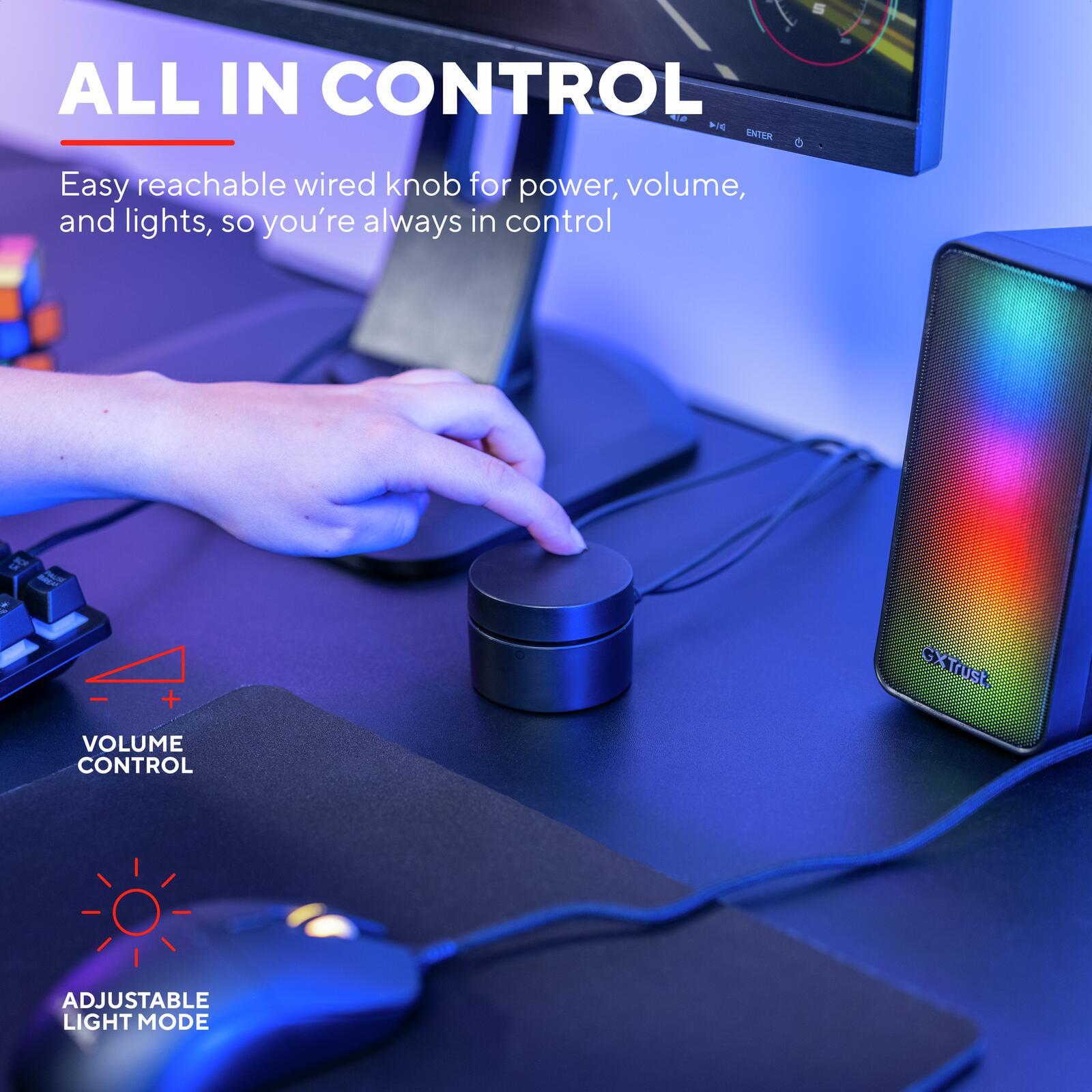 Trust Gaming GXT 611 Wezz Beleuchtetes 2.0 RGB-Lautsprecherset - Schwarz