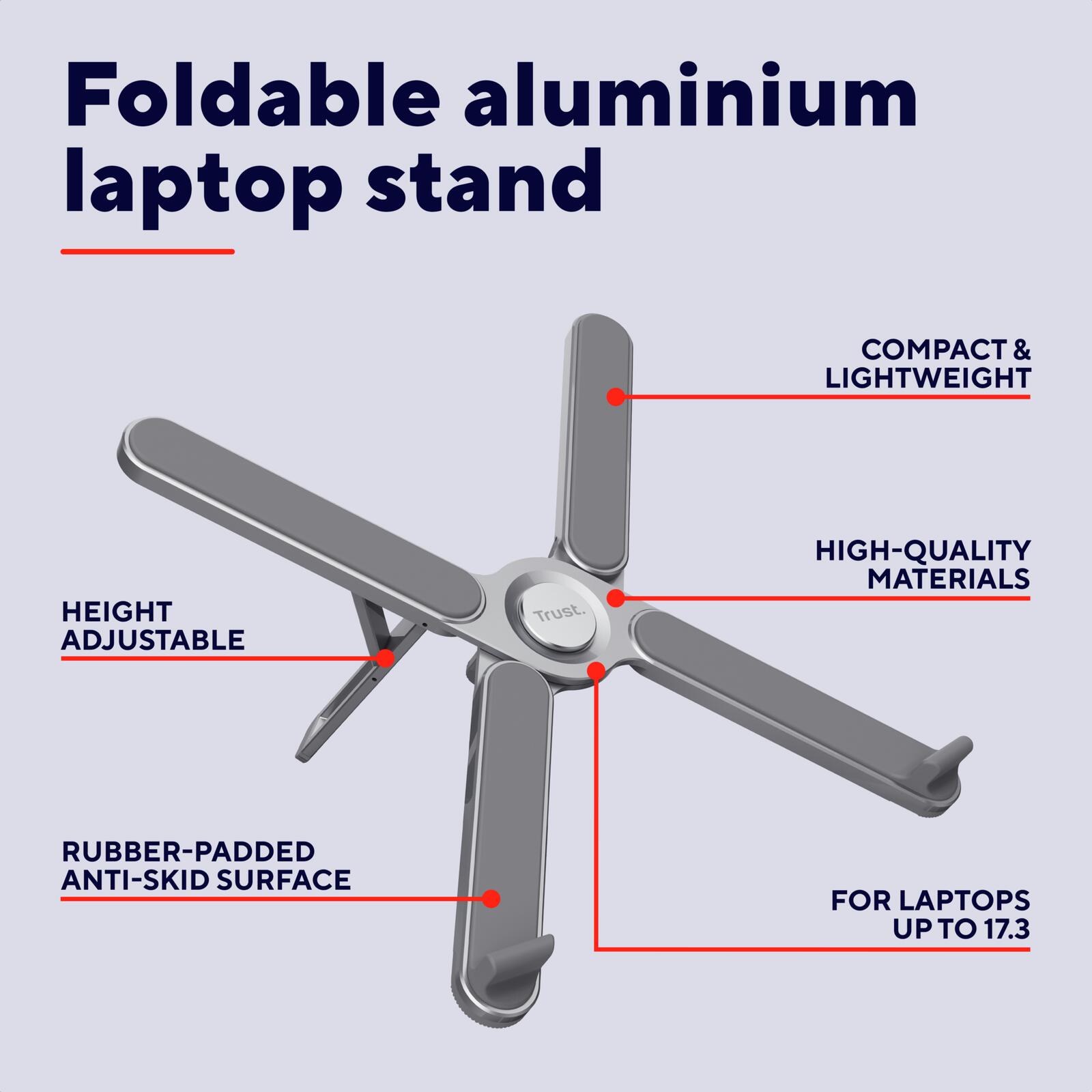 Trust Macy Klappbarer Laptop-Ständer aus Aluminium - Grau