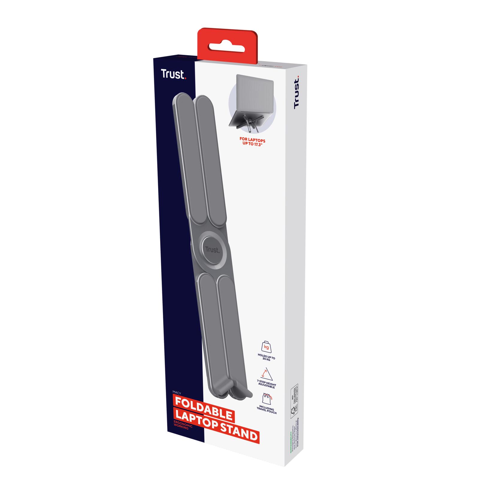 Trust Macy Klappbarer Laptop-Ständer aus Aluminium - Grau