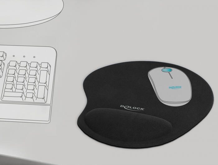 DeLOCK Ergonomisches Mauspad mit Gel Handballenauflage 230 x 202 x 24 mm - schwarz