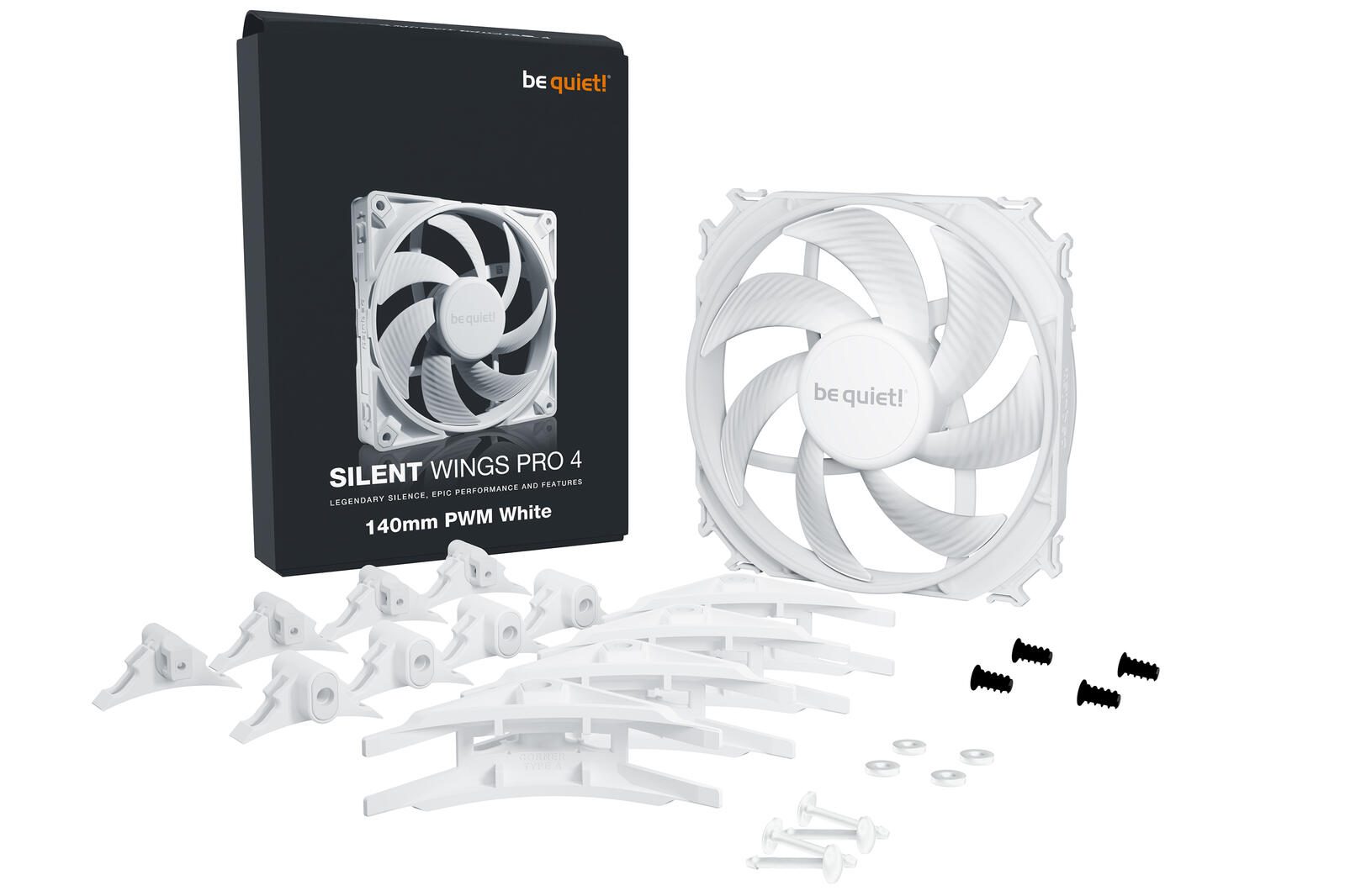 be quiet Lüfter Silent Wings Pro 4 White 140mm PWM schwarz