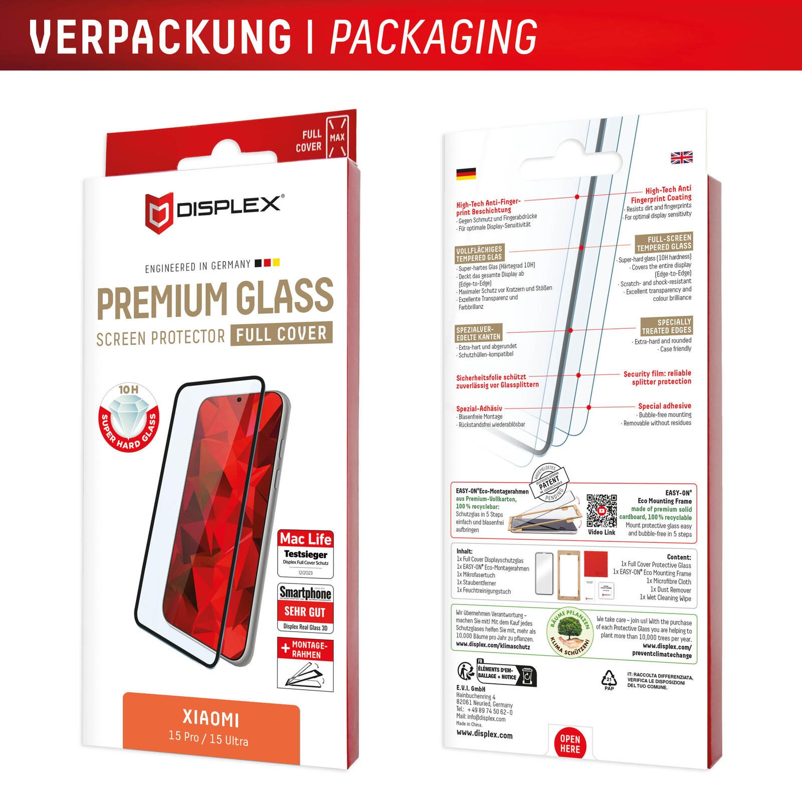 DISPLEX Premium Glas (Full Cover) für Xiaomi 15 Pro/15 Ultra