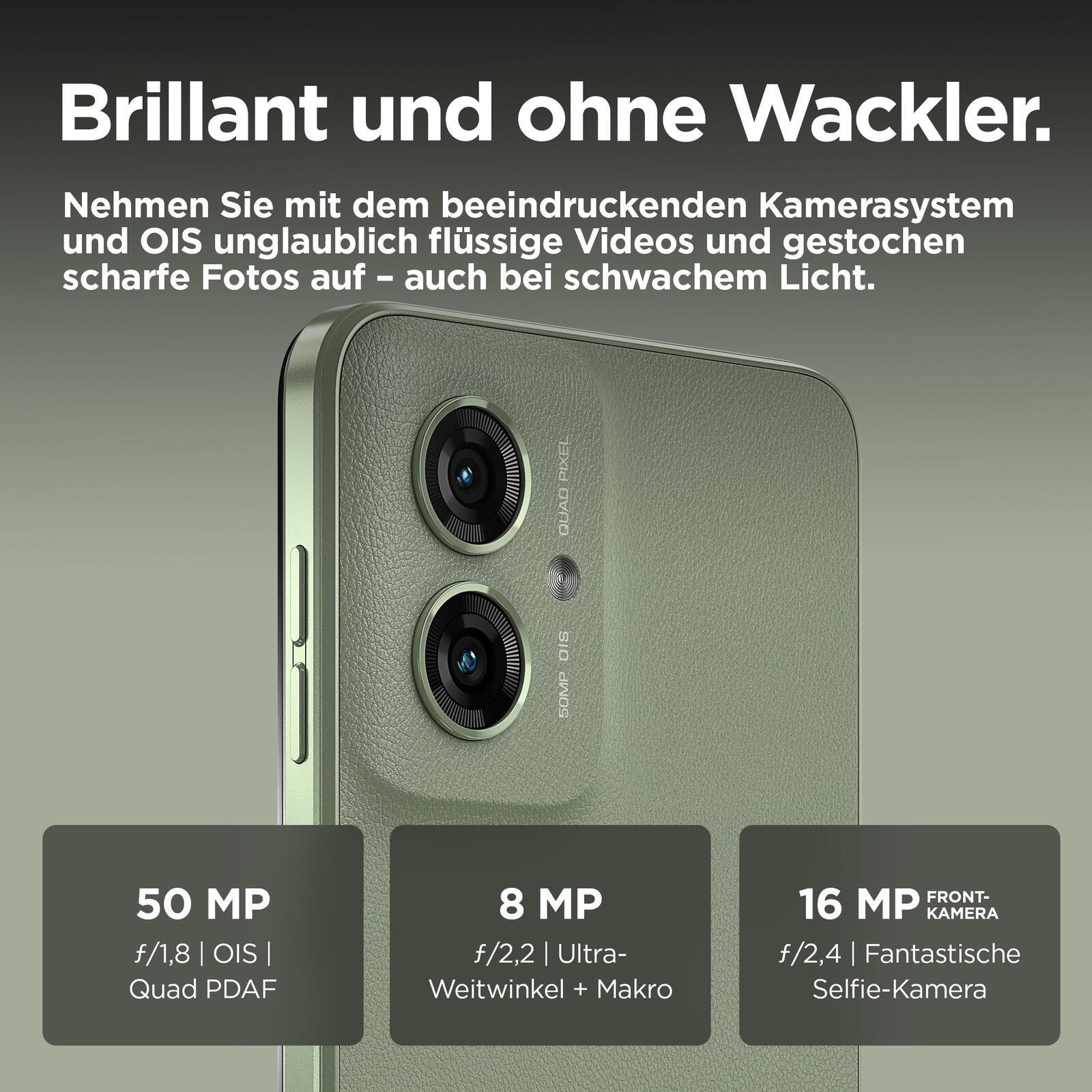 Motorola Moto G55 - 5G Smartphone 8GB/256GB (6.49"), rauchig grün