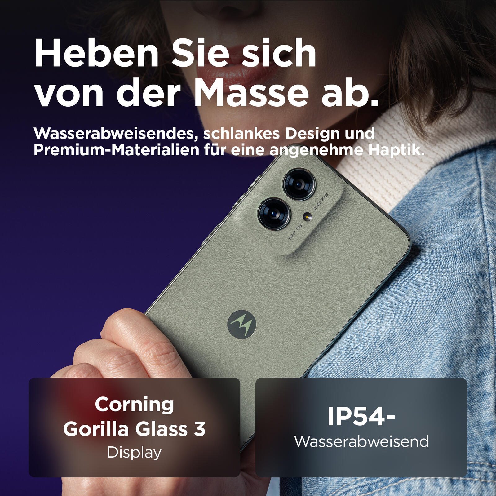 Motorola Moto G55 - 5G Smartphone 8GB/256GB (6.49"), rauchig grün