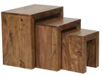 WOHNLING WL1.205 Satztisch 3er Set Massivholz Sheesham 30 cm x 50 cm x 45 cm