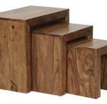 WOHNLING WL1.205 Satztisch 3er Set Massivholz Sheesham 30 cm x 50 cm x 45 cm