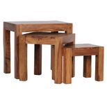WOHNLING WL1.212 Satztisch 3er Set Massivholz Sheesham 35 cm x 45 cm x 50 cm