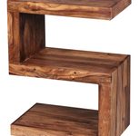 WOHNLING WL1.302 Beistelltisch MUMBAI Massivholz Sheesham S Cube 30 cm x 44 cm x 60 cm