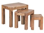 WOHNLING WL1.444 Satztisch MUMBAI (3er Set) Massivholz Akazie 36 cm x 50 cm x 45 cm