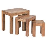 WOHNLING WL1.444 Satztisch MUMBAI (3er Set) Massivholz Akazie 36 cm x 50 cm x 45 cm