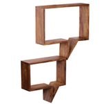 WOHNLING WL1.529 Wandregal MUMBAI (2er Set) Massiv-Holz Sheesham 50 cm x 13 cm x 49 cm