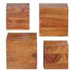 WOHNLING WL1.531 Wandregal MUMBAI (4er Set) Massiv-Holz Sheesham 25 cm x 25 cm x 25 cm
