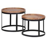 WOHNLING WL1.551 Beistelltisch AKOLA (2er Set) Massiv-Holz Akazie 53 cm x 53 cm x 45 cm