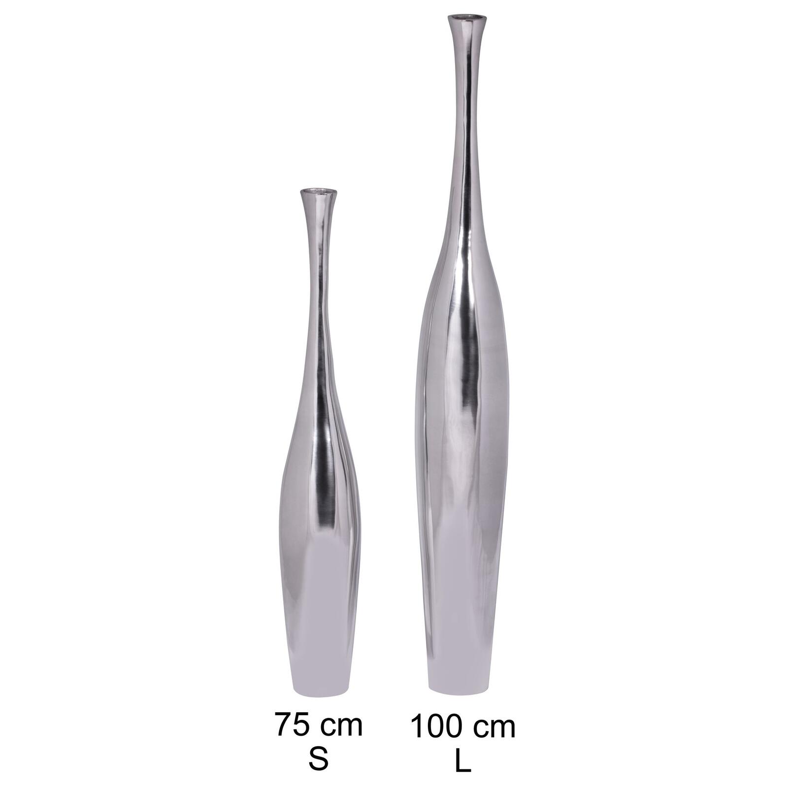 WOHNLING WL1.918 Deko Vase groß BOTTLE L Aluminium modern mit 1 Öffnung in Silber