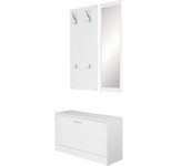WOHNLING Wandgarderobe WL5.166 SALERNO mit Spiegel & Schuhschrank Weiß