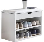 WOHNLING WL5.261 Schuhbank mit Sitzfläche Weiß 60 cm x 30 cm x 40 cm