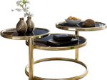 WOHNLING WL5.767 Couchtisch mit 3 Tischplatten Schwarz 58 cm x 58 cm x 43 cm