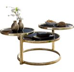 WOHNLING WL5.767 Couchtisch mit 3 Tischplatten Schwarz 58 cm x 58 cm x 43 cm