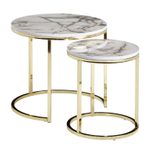 WOHNLING WL6.252 Design Beistelltisch 2er Set Weiß 80 cm x 80 cm x 45 cm