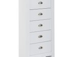 WOHNLING WL6.379 Sideboard mit 5 Schubladen Weiß 53 cm x 39 cm x 114 cm