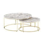 WOHNLING WL6.508 Couchtisch (2er Set) Gold 80 cm x 80 cm x 36 cm