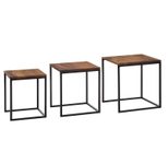 WOHNLING WL6.520 Satztische (3er Set) Sheesham 40 cm x 40 cm x 42 cm