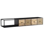 WOHNLING WL6.588 Lowboard Hängend Schwarz 150 cm x 35 cm x 25 cm