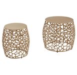 WOHNLING WL6.690 Beistelltisch (2er Set) Gold 46 cm x 46 cm x 42 cm
