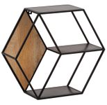 WOHNLING WL6.764 Wandregal Schwarz 60 cm x 20 cm x 52 cm