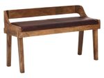 WOHNLING WL6.085 Sitzbank Echtleder / Massivholz 108x63x43 cm, Polsterbank mit Rückenlehne Braun