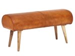 WOHNLING WL6.086 Sitzbank Echtleder / Massivholz 100x53x40 cm Braun