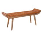 WOHNLING WL6.479 Sitzbank Echtleder / Massivholz 125x50x38 cm Chesterfield Braun