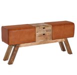 WOHNLING WL6.481 Design Turnbock Sitzbank aus Echtleder mit Schubladen 120x56x30 cm Braun