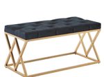 WOHNLING WL6.619 Sitzbank Samt 90x46x44 cm Polsterbank mit Metallgestell Chesterfield Design Schwarz