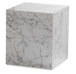 WOHNLING WL6.855 Couchtisch MONOBLOC Weiß (Marmor) 40 cm x 40 cm x 45 cm