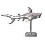 WOHNLING WL7.170 Dekofigur Hai Aluminium Silber mit Sockel
