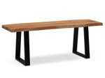 WOHNLING WL7.285 Garderobenbank 120x40x45,5 cm Akazie Massivholz / Metall mit Baumkante und Trapezform Beinen Schwarz