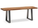 WOHNLING WL7.286 Garderobenbank 120x40x45,5 cm Akazie Massivholz / Metall mit Baumkante und Trapezform Beinen Chrom