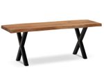 WOHNLING WL7.287 Garderobenbank 120x40x45,5 cm Akazie Massivholz / Metall mit Baumkante und X-Beine Schwarz